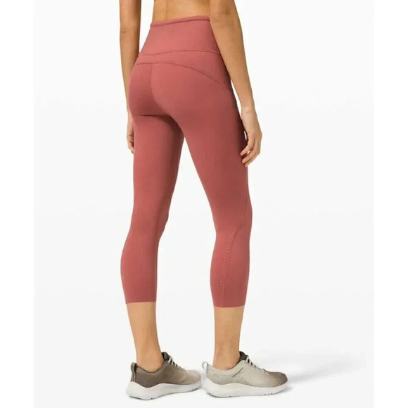 Lululemon Fast and Free High Rise  Crop 21" Elite Cherry Tint | 2 - Picture 1 of 11